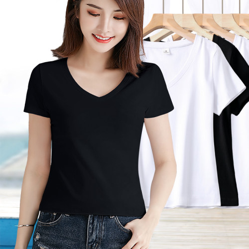 短款v领卡腰小衫棉质小个子上衣