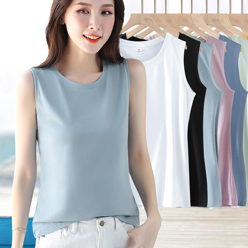 棉质圆领运动外穿无袖体恤打底衫