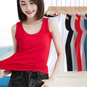 女u型领跨栏瑜伽基础款 本命年中国红色纯棉无袖 打底衫 吊带小背心