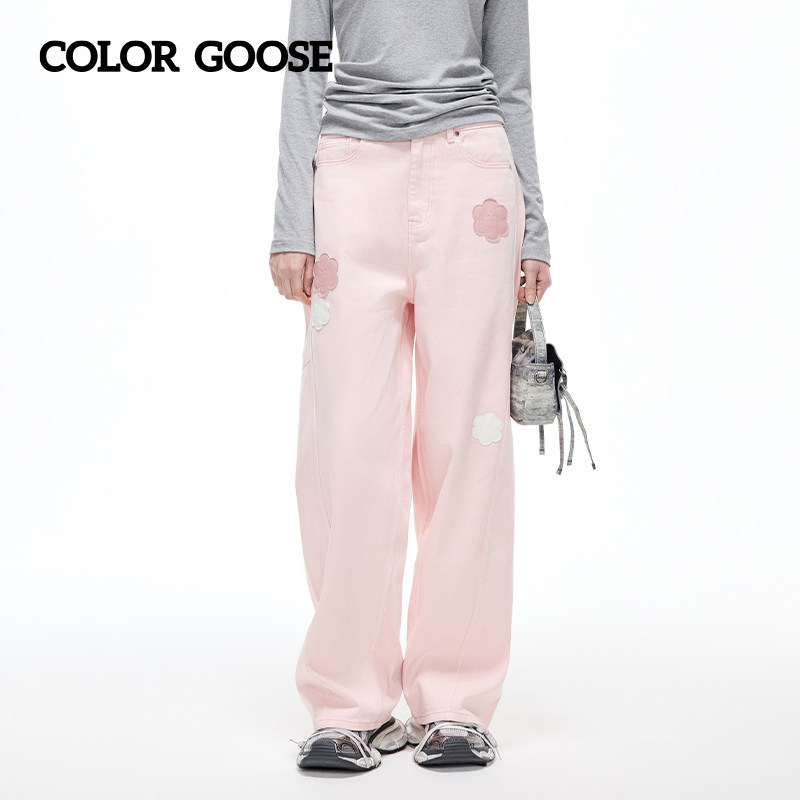 COLORGOOSE花鹅头绣花牛仔裤