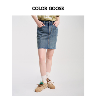 logo标牛仔裙休闲百搭短裙 COLOR GOOSE彩鹅 春夏纯棉经典 女款