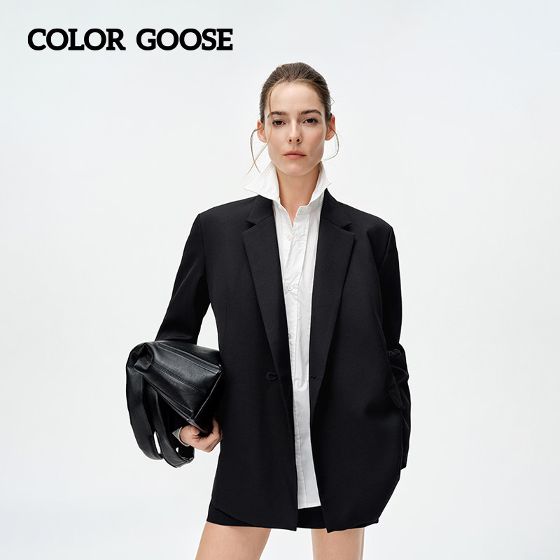 COLOR GOOSE2026秋冬新款男女同款纯色高级商务通勤休闲单西外套