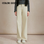 GOOSE彩鹅 春夏100%纯棉水洗直筒休闲牛仔裤 女长裤 COLOR 女款