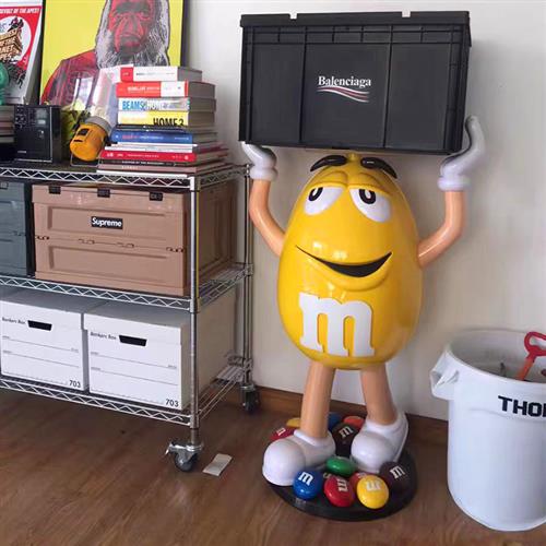 卡通红橙黄豆人玻璃钢雕塑豆公仔模型网红客厅装饰落地大摆件