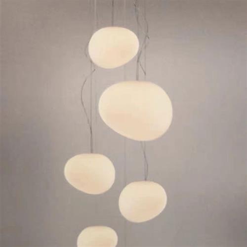 恐龙蛋别墅复式楼梯吊灯现代简约餐厅中空客厅大灯鹅卵石长吊灯