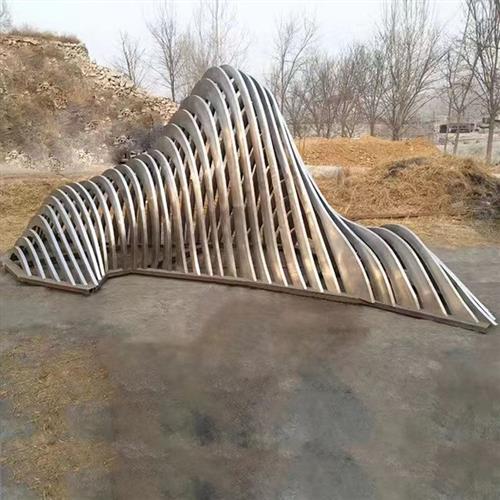 不锈钢镂空假山雕塑户外铁艺切片金属管状山形售楼处水池景观小品