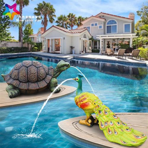 户外喷泉装饰玻璃钢吐水大型工艺品新加坡鱼尾狮摆件园林景观雕塑