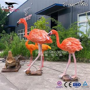 仿真动物火烈鸟与鳄鱼纯手工贴毛上色源头来图制作出厂价