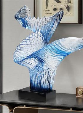 现代轻奢酒店透明树脂摆饰展翅高飞客厅抽象创意软装饰艺术品雕塑
