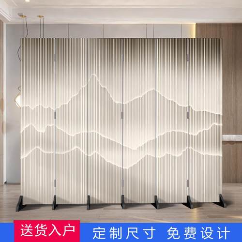 新中式简易屏风隔断办公室客厅餐厅酒店简约现代折叠移动折屏实木