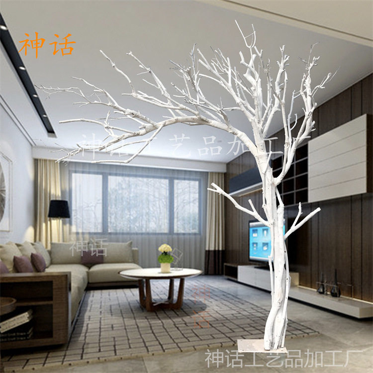 干树枝造景白色许愿树室内庭院造型树枯树装饰树干白树干树枝摄影