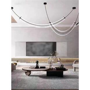 简约现代餐厅弧形线条吊灯设计师艺术客厅前台吧台样板间极简灯具