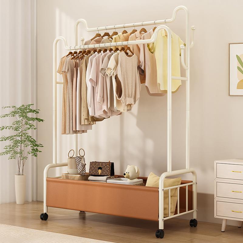 衣架落地卧室可移动双杆挂衣架子室内衣服收纳架多功能置物衣帽架