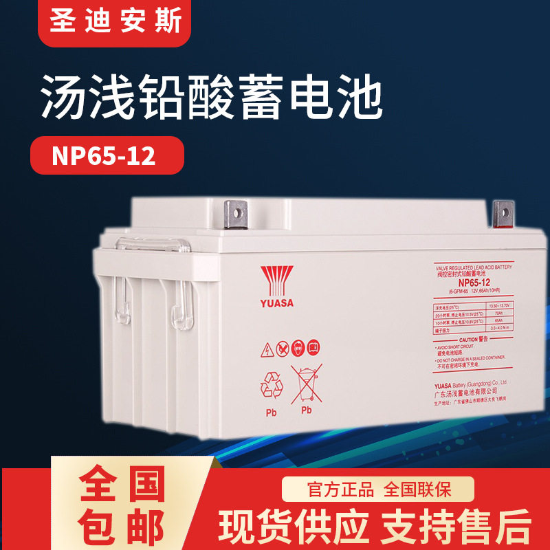 yuasa汤浅蓄电池np65-12 12v6h铅酸免维护照明ups机房发电厂用