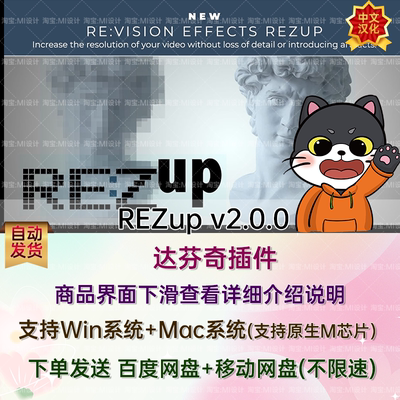 REZUP中文汉化达芬奇插件视频分辨率智能放大画质增强插件 RE:Zup
