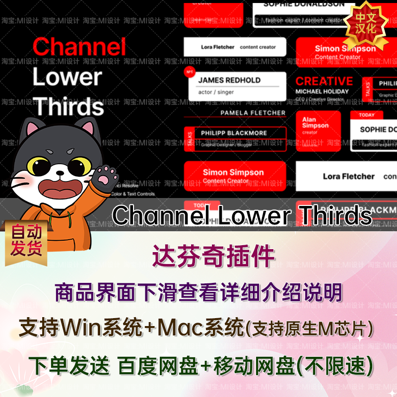 10款简约访谈节目信息条字幕条达芬奇模板 Channel Lower Thirds