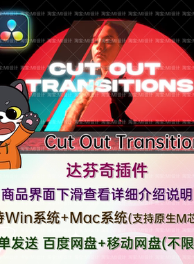 12组炫酷百叶窗视频转场动画预设达芬奇插件 Cut Out Transitions