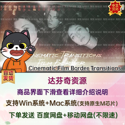 20组复古胶片边框闪烁转场预设达芬奇插件 Cinematic Film Border