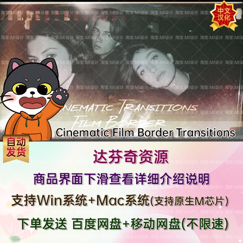 20组复古胶片边框闪烁转场预设达芬奇插件 Cinematic Film Border