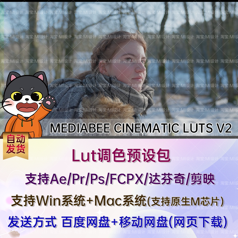 16个复古怀旧胶片风格化LUT调色预设 MEDIABEE CINEMATIC LUTS V2