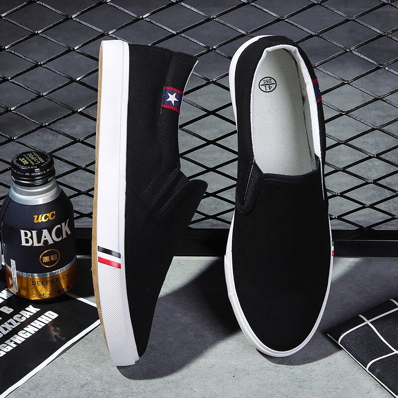 新品春季男士帆布鞋运动情侣休y闲鞋老北京布鞋韩版潮流懒人一脚