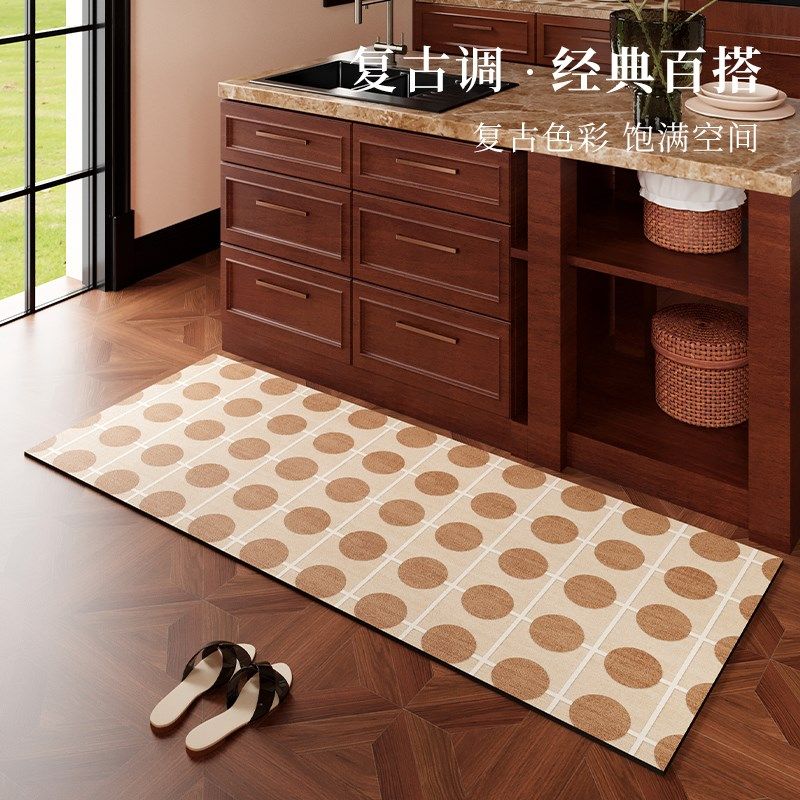新品厨房地垫防g滑防油吸水垫子可擦免洗地毯防水脚垫专用复古pvc,居家布艺,厨房地垫,淘宝优惠券,粉丝福利购,淘宝优惠卷