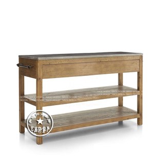 极速美式 乡村复古实木餐边柜厨房中岛操作台O料理台客厅备餐桌收