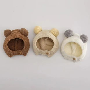 AD婴儿帽子秋冬款超萌宝宝包头帽新生儿可爱护耳冬天保暖毛绒帽