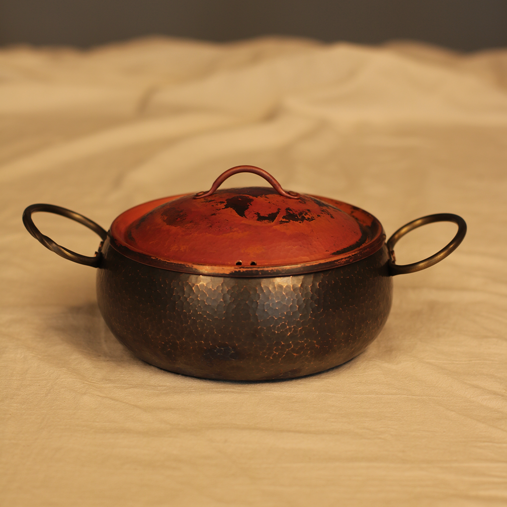 紫铜手工锻打加厚圆把小锅煮茶锅奶锅米线锅一人食迷你小火锅