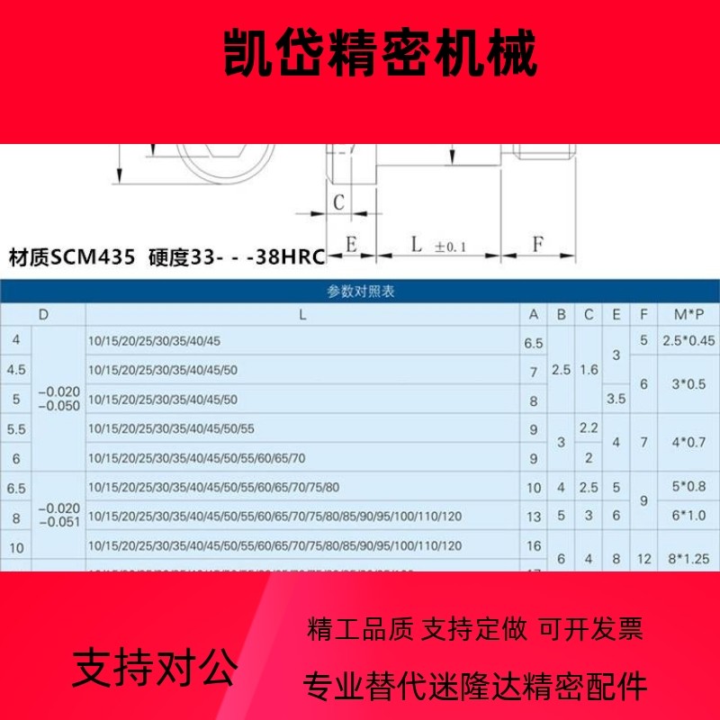 精密塞打等高螺丝MSB6-10/15/20/25/30/35/40/50/55/60/65/70
