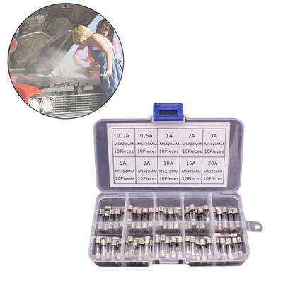 100Pcs/Box 5x20mm Fast Blow Glass Fuse Assorted Kit 250V 0.2