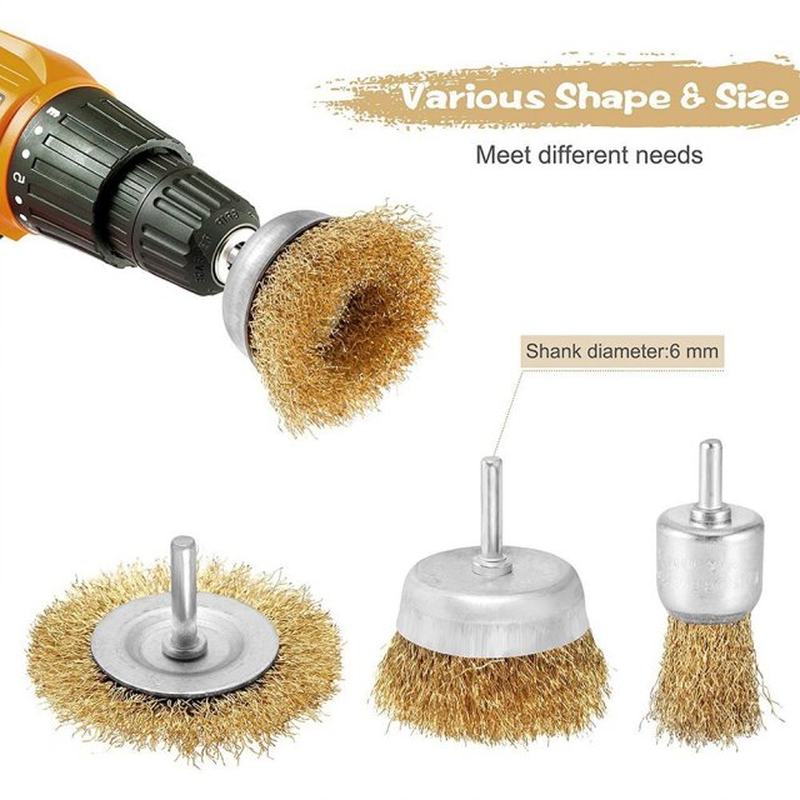 3Pcs Brush Wire Brushes 30/50mm Wheel Brushes 6mm Shank Rust