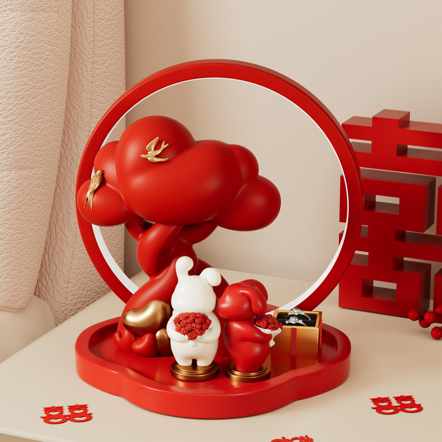新婚订婚礼物永不分离摆件结婚礼