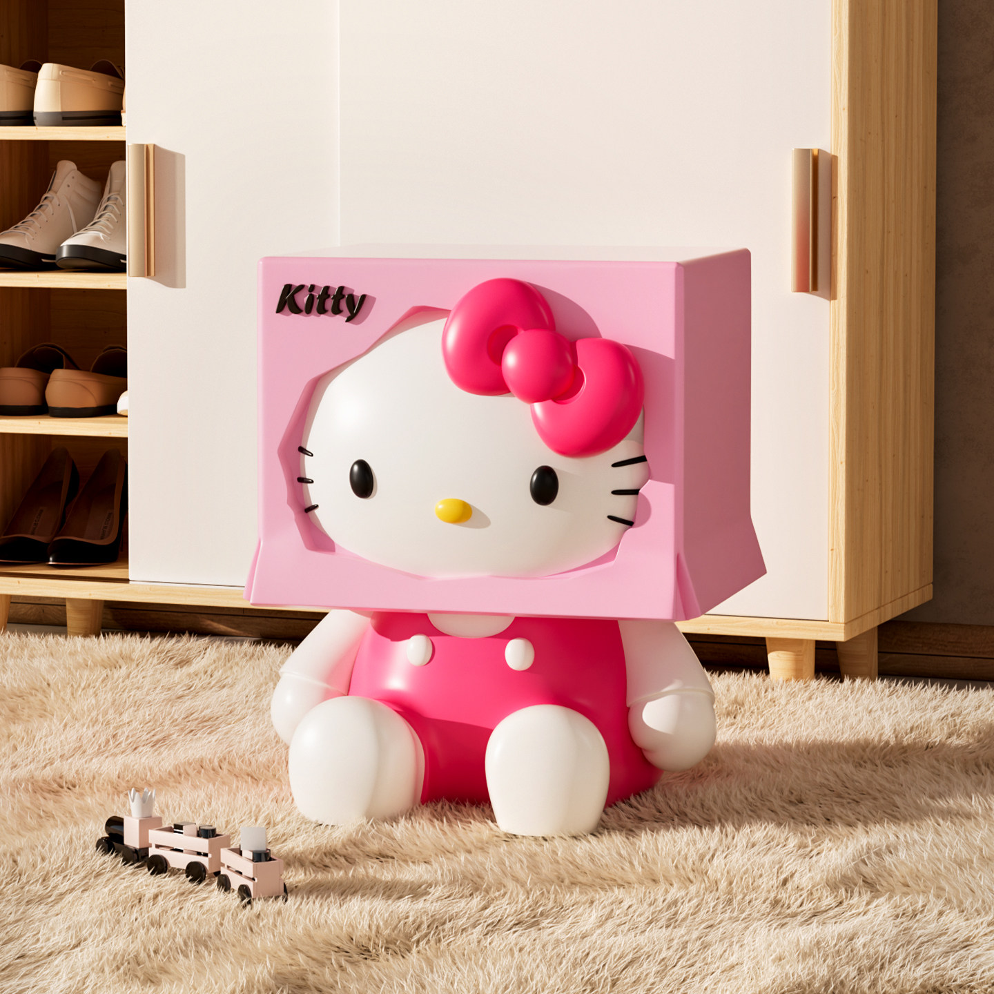 hellokitty换鞋凳家用门口客厅玄关穿鞋矮凳乔迁新居礼物落地摆件