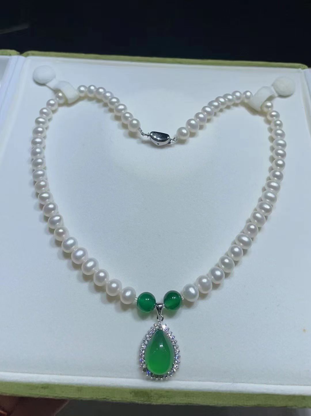 广西北海天然珍珠8mm+玉髓吊坠项链送长辈送妈妈送婆婆佳礼