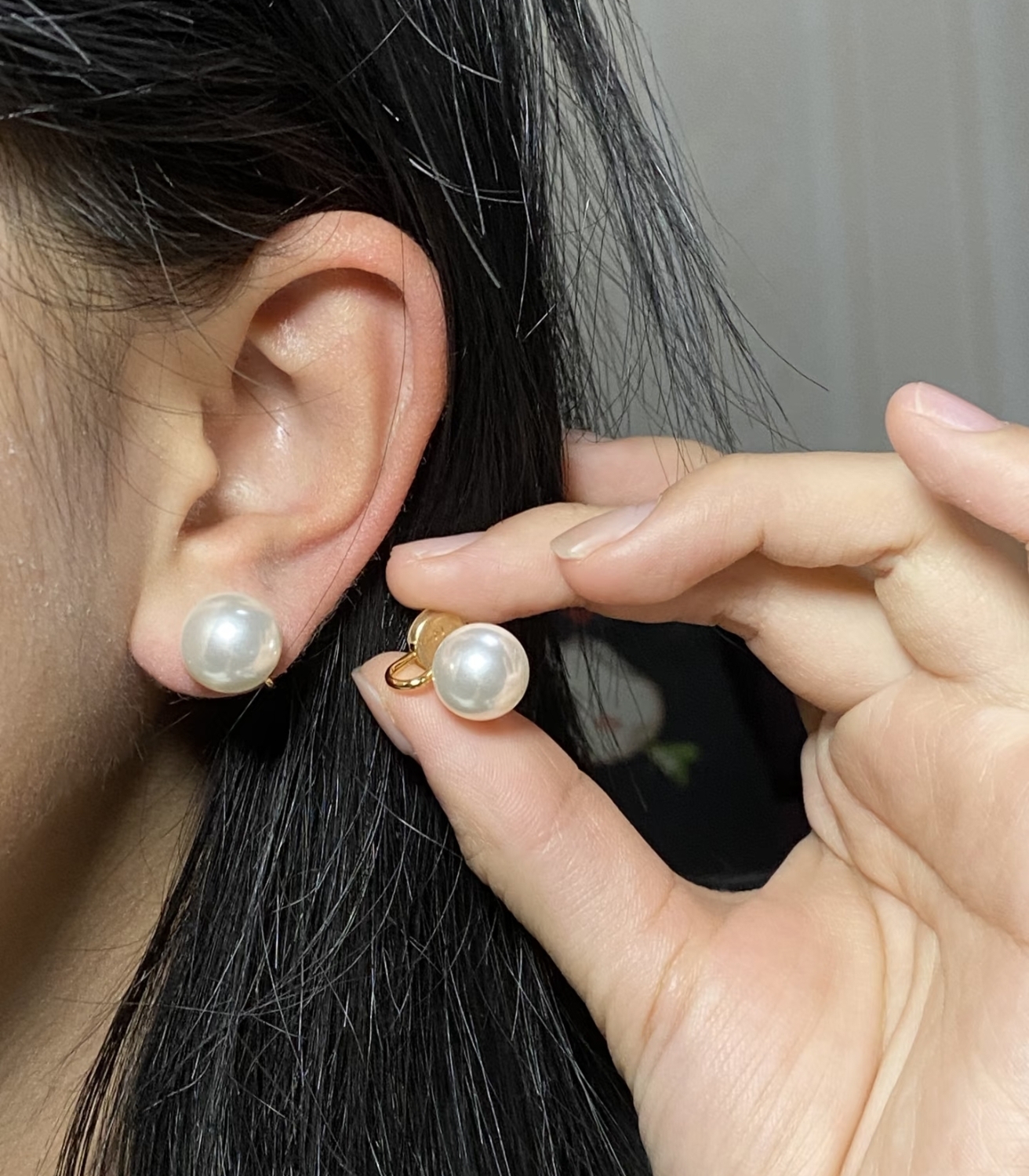 广西北海天然珍珠耳钉10-11mm