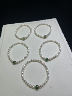 双十二特惠-广西北海天然珍珠4-5mm极光饱满手链天然和田碧玉手串