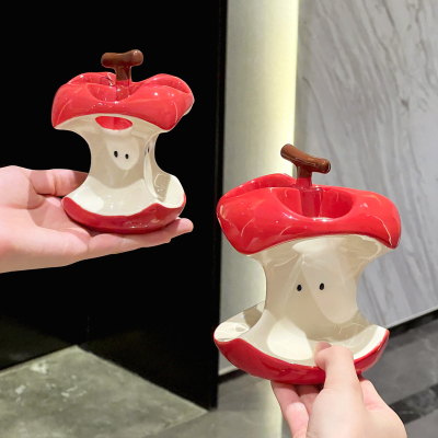 创意苹 果牙刷架化妆室电动牙刷牙膏置物架子儿童牙刷陶瓷收纳底