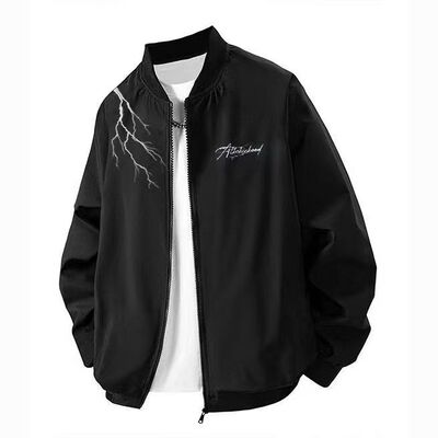 美式飞行员夹克男秋冬加绒印花