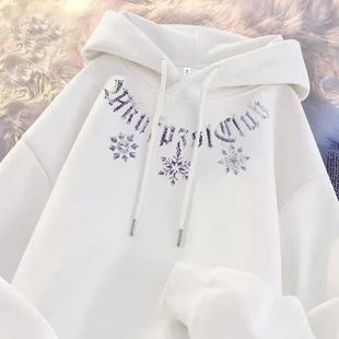 美式复古双层帽连帽卫衣男秋冬款情侣百搭加绒外套国朝印花国潮