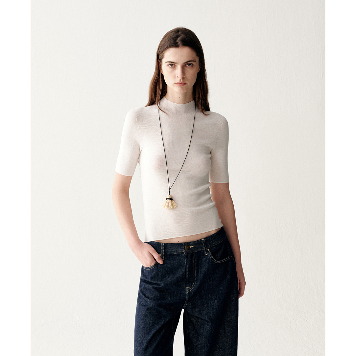 Textile Song简约风无缝一体小高领修身显瘦T恤新款秋季羊毛上衣