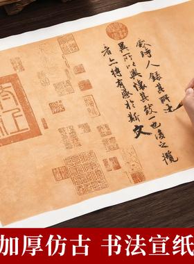 蜡染宣纸书法专用纸仿古练习写王羲之兰亭序行书空白作品纸半生半熟装裱材料写毛笔字练习纸带印章原帖复古纸