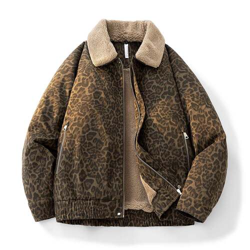 New Men'S Sports Pilot Jacket Trendy Long Sleeve Leopard