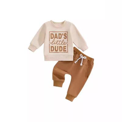Toddler Baby Boy Fall Winter Clothes Letter Graphic Long