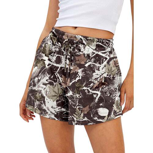 Women'S Plain & Camo Print Drawstring Adjustable Fit Shorts