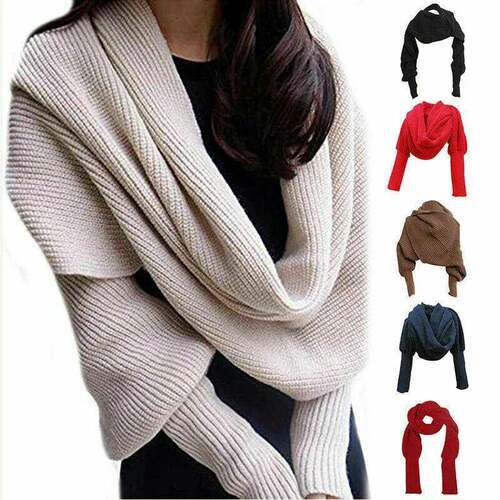 Women Men Scarf Knitting Wrap Sweater Multi-Use Knitted
