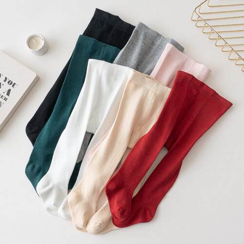 Baby Girls Fall Winter Pantyhose Newborn Elastic Waist Solid