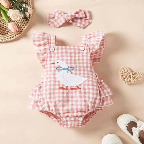 0-18M Infant Toddler Girl 2Pcs Set Duck Embroidery Flying