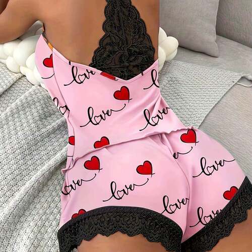 Womens Crochet Lace Trim Backless Cami Tops And Shorts Set