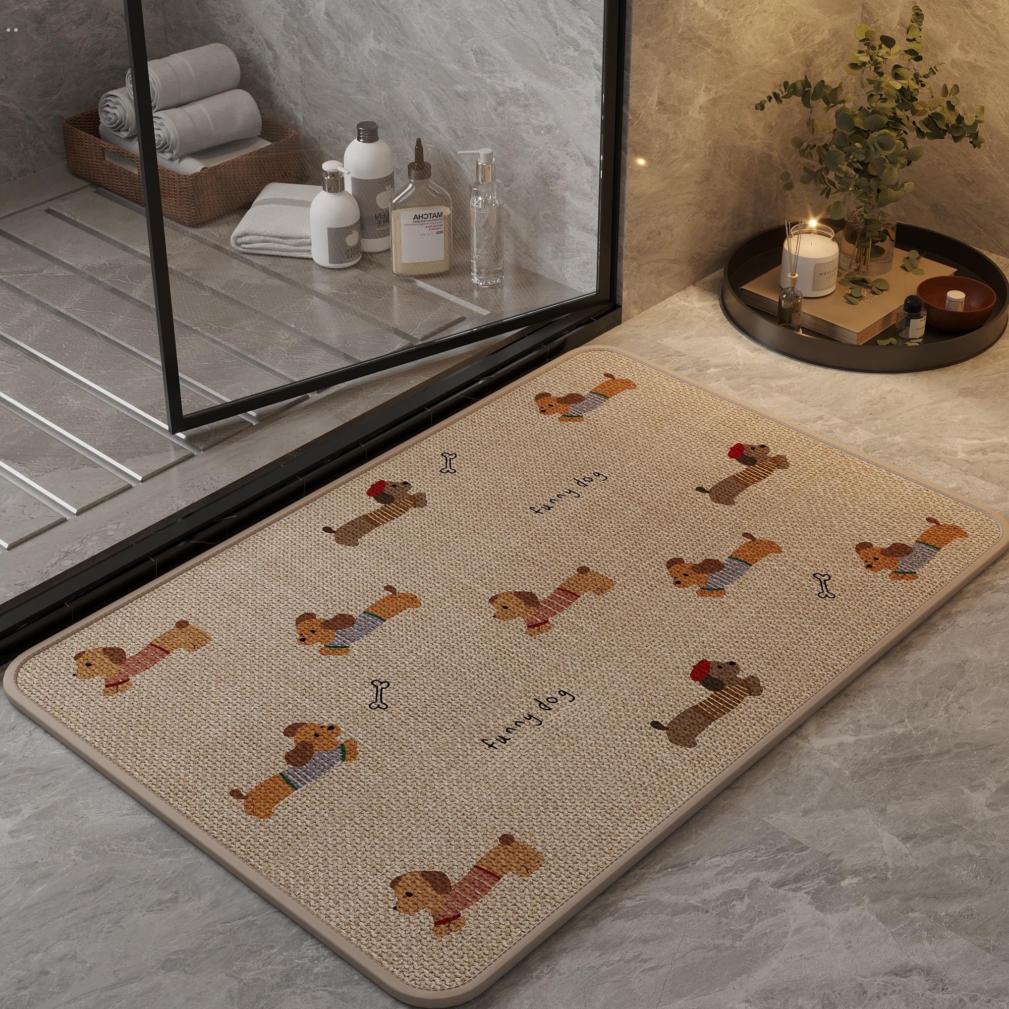 仿亚麻编织浴室地垫吸水防滑速干脚垫卫生间厕所门口可定制地毯